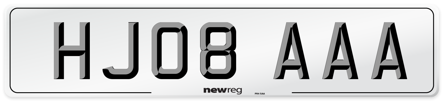 HJ08 AAA Number Plate from New Reg